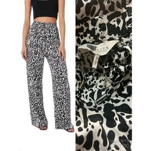 LITA by Ciara Black & White Cheetah Print Wide Leg Pants